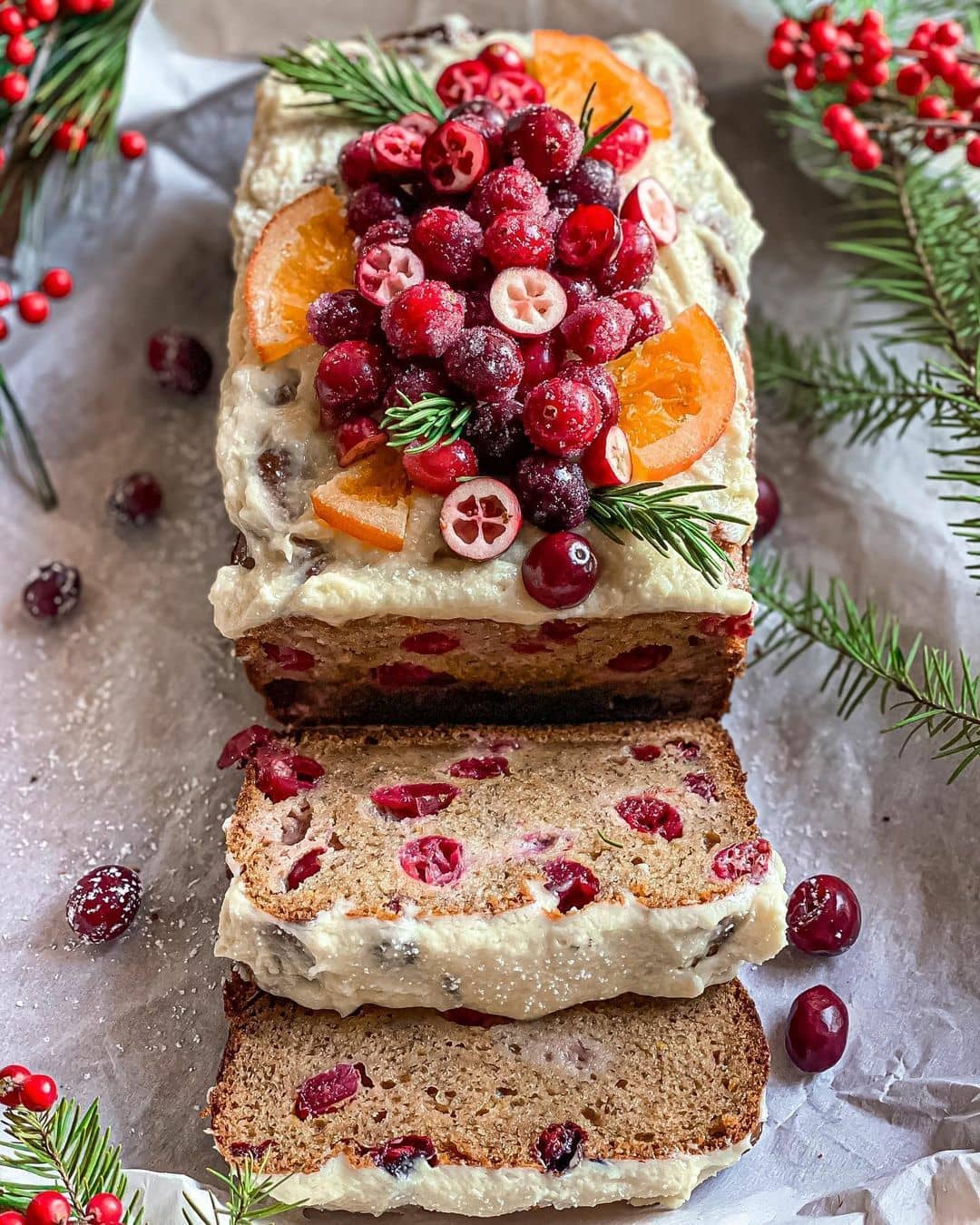 Cranberry Orange Banana Bread with Buttercream Frosting