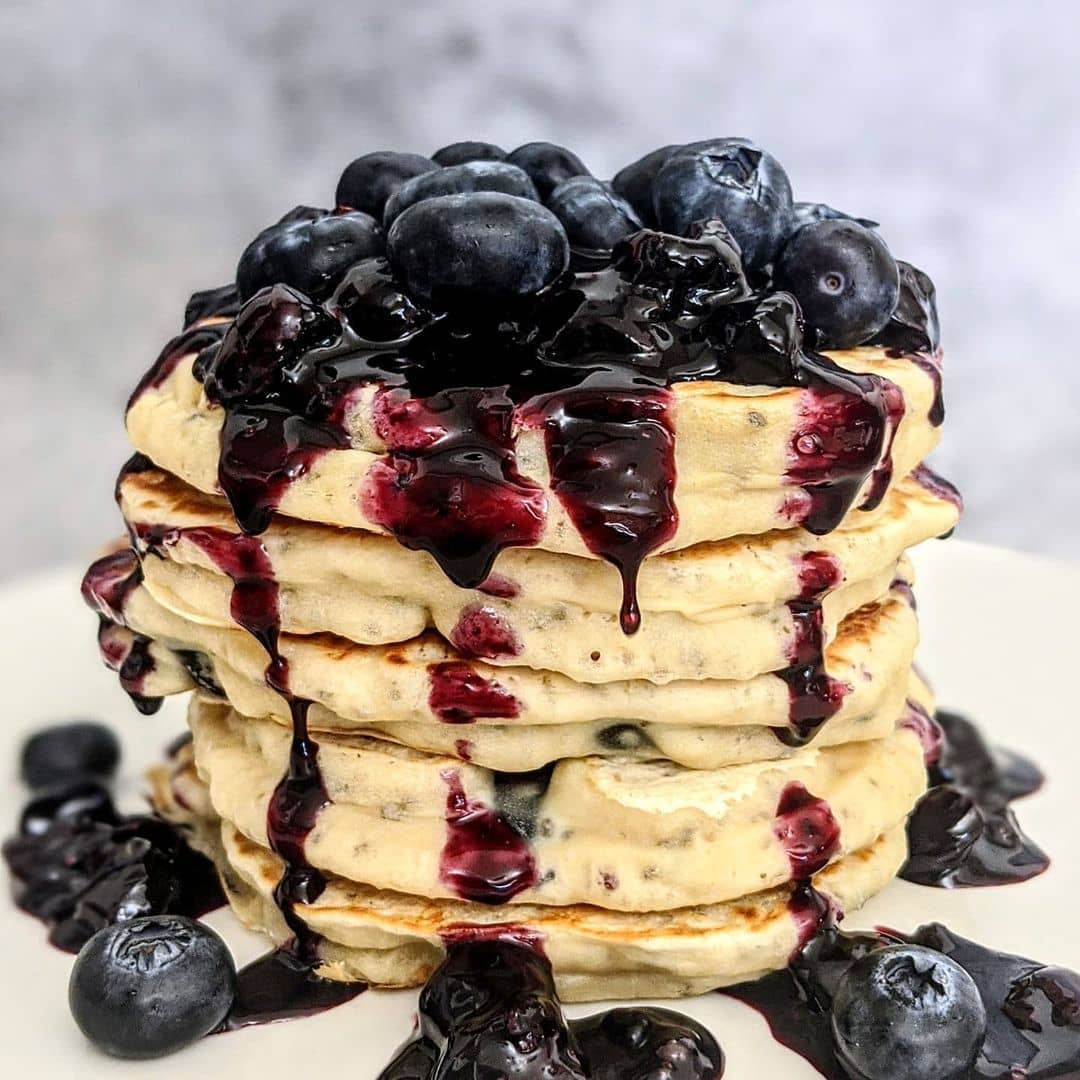 Blueberry Pancakes with Balsamic Blueberry Coulis