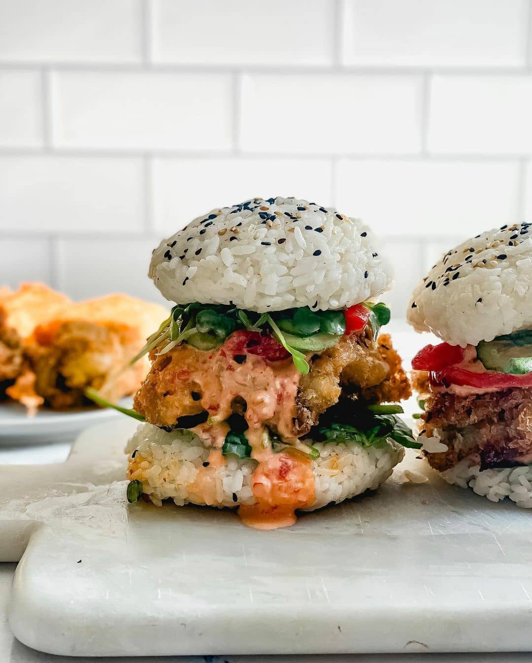 Crispy Fried Oyster Mushroom Sandwich with Rice Bun