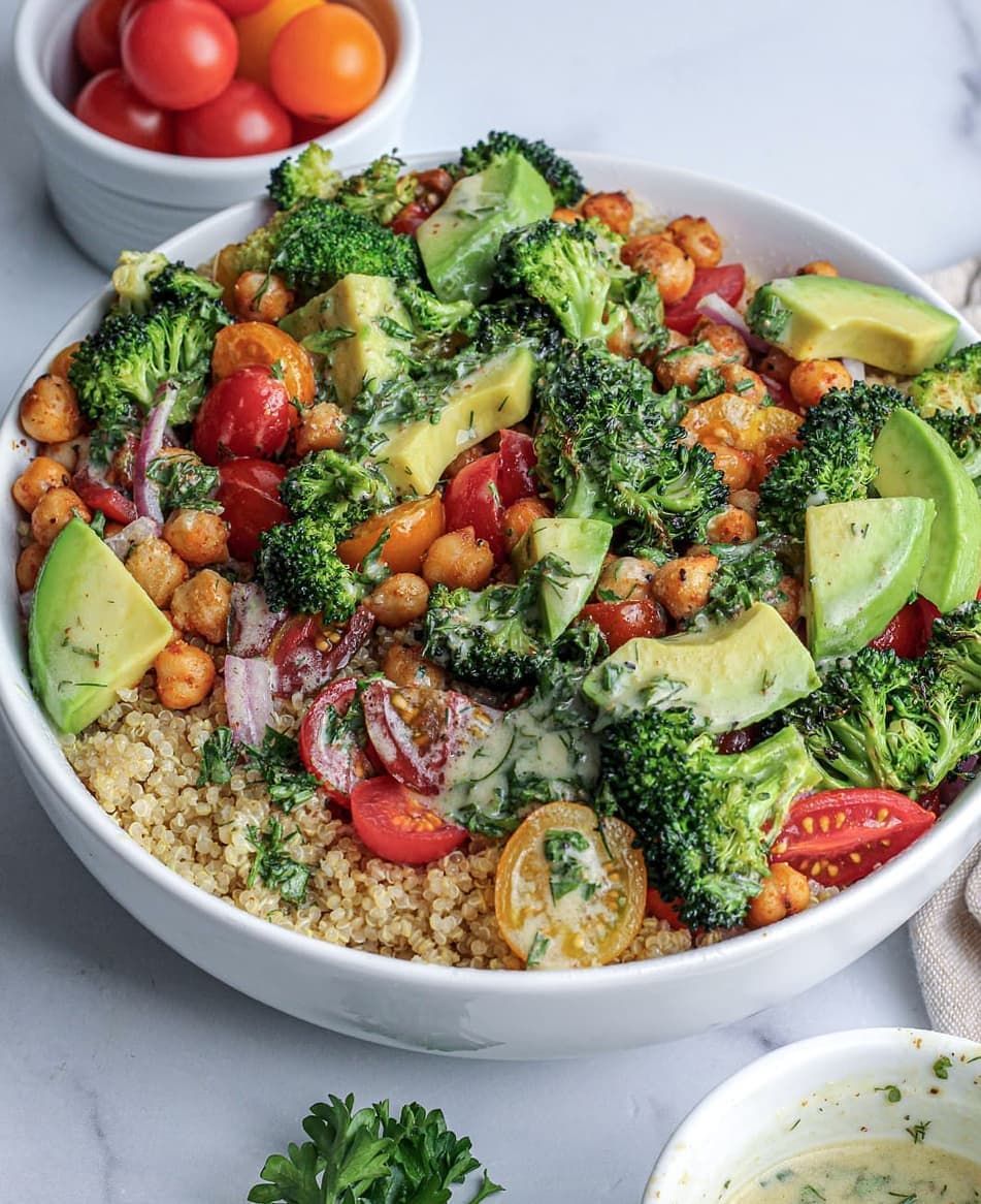 Roasted Broccoli and Quinoa Salad with Herb Vinaigrette