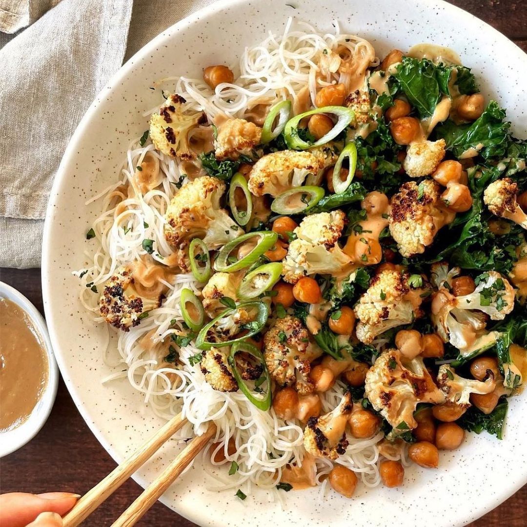 Miso Roasted Cauliflower Noodle Salad