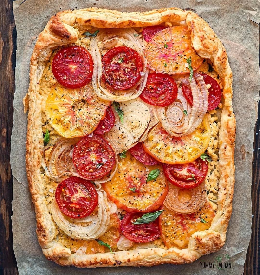 Tomato Onion Tart with Basil Ricotta