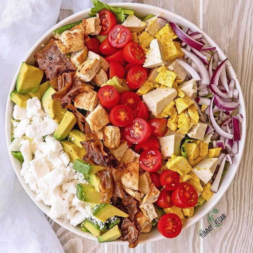 Vegan Cobb Salad with Bacon Dressing