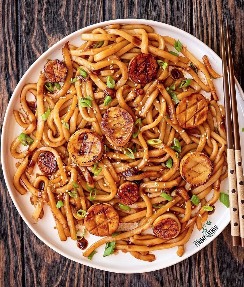 Seared Mushroom Scallops with Udon