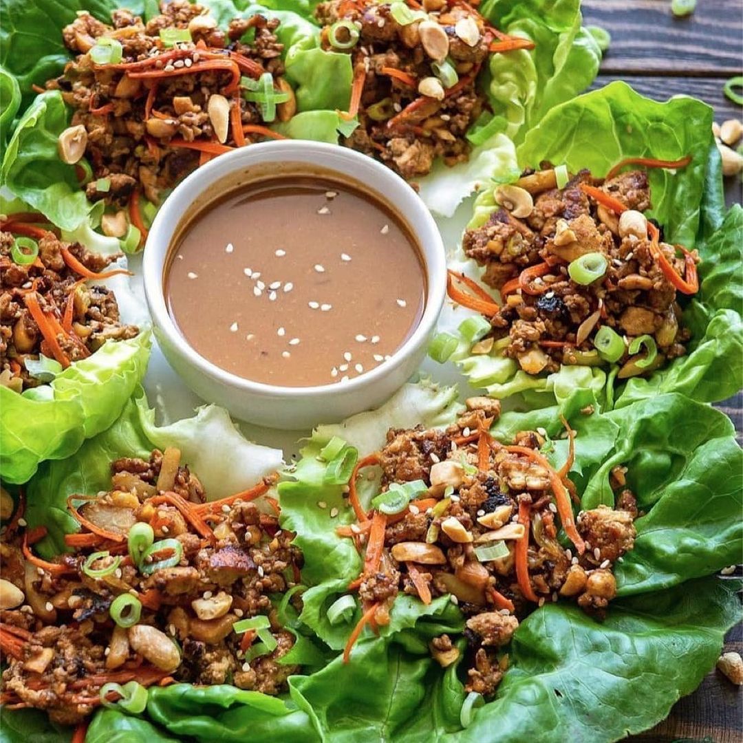 Vegan Tofu Lettuce Cups with Sauce