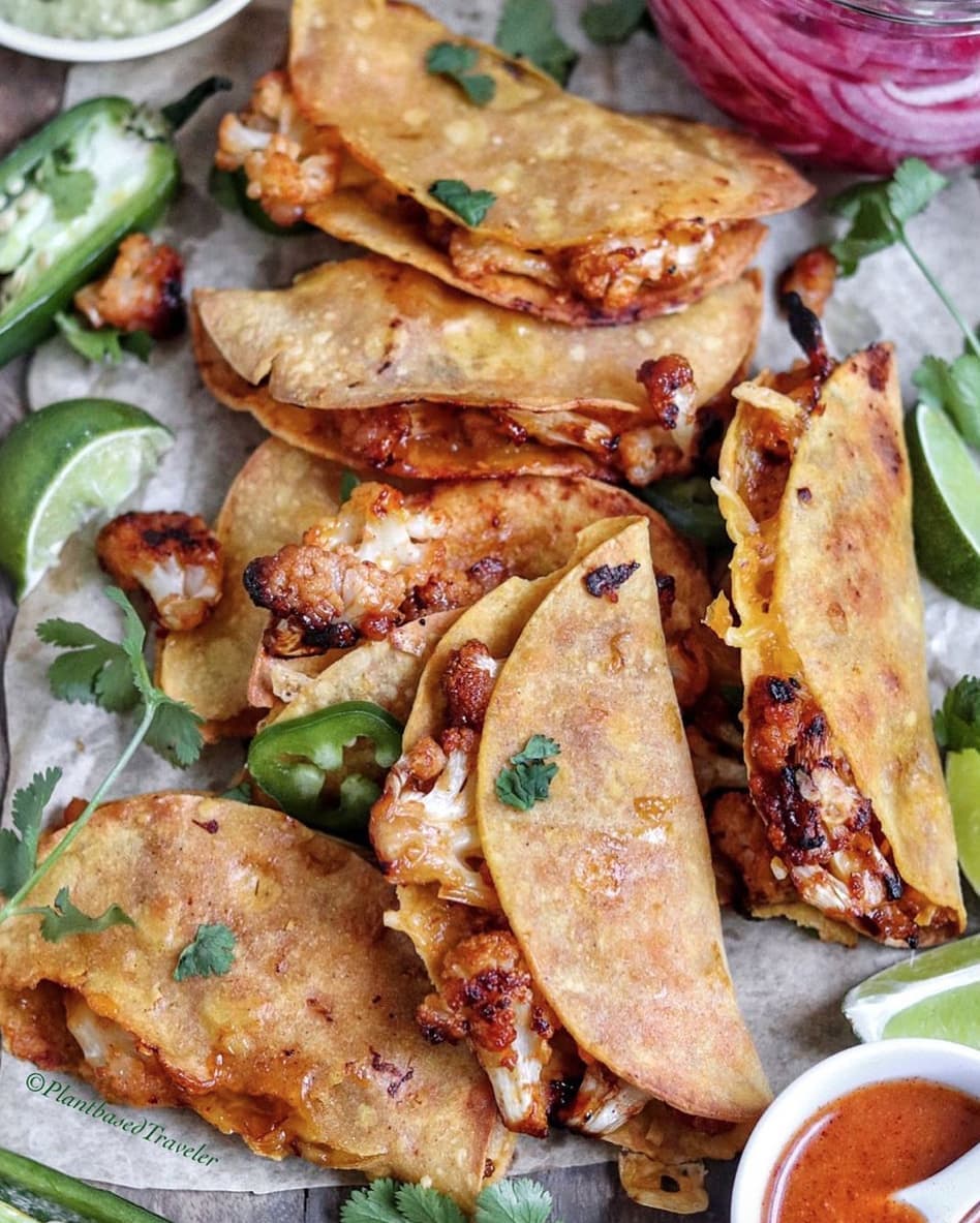 Roasted Bang Bang Cauliflower Tacos