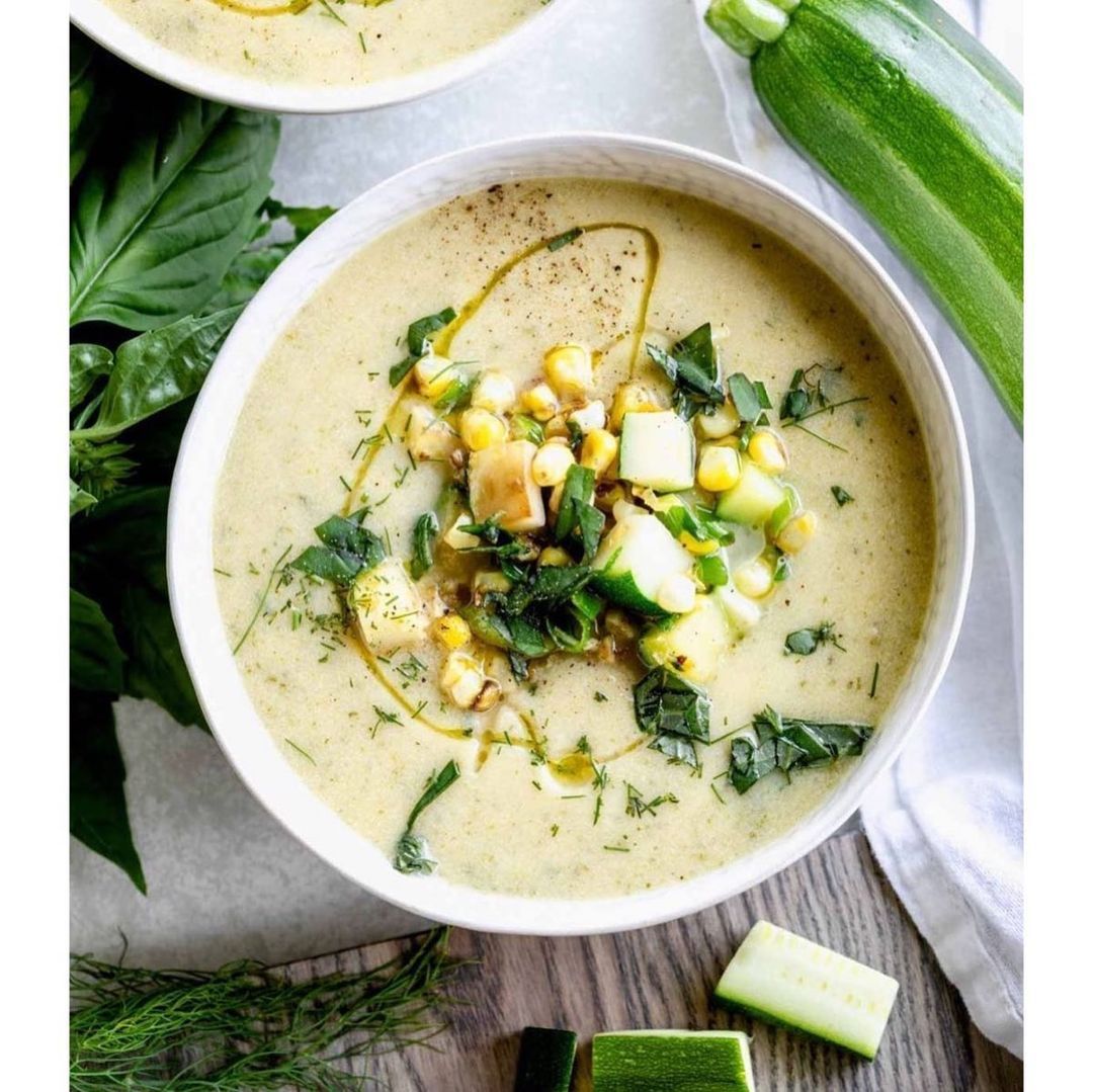 Creamy Zucchini Soup with Yogurt and Dill