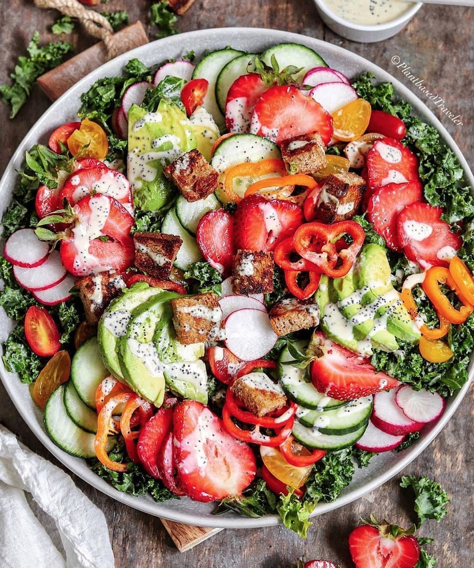 Dreamy Rainbow Salad with Tahini Poppy Seed Dressing
