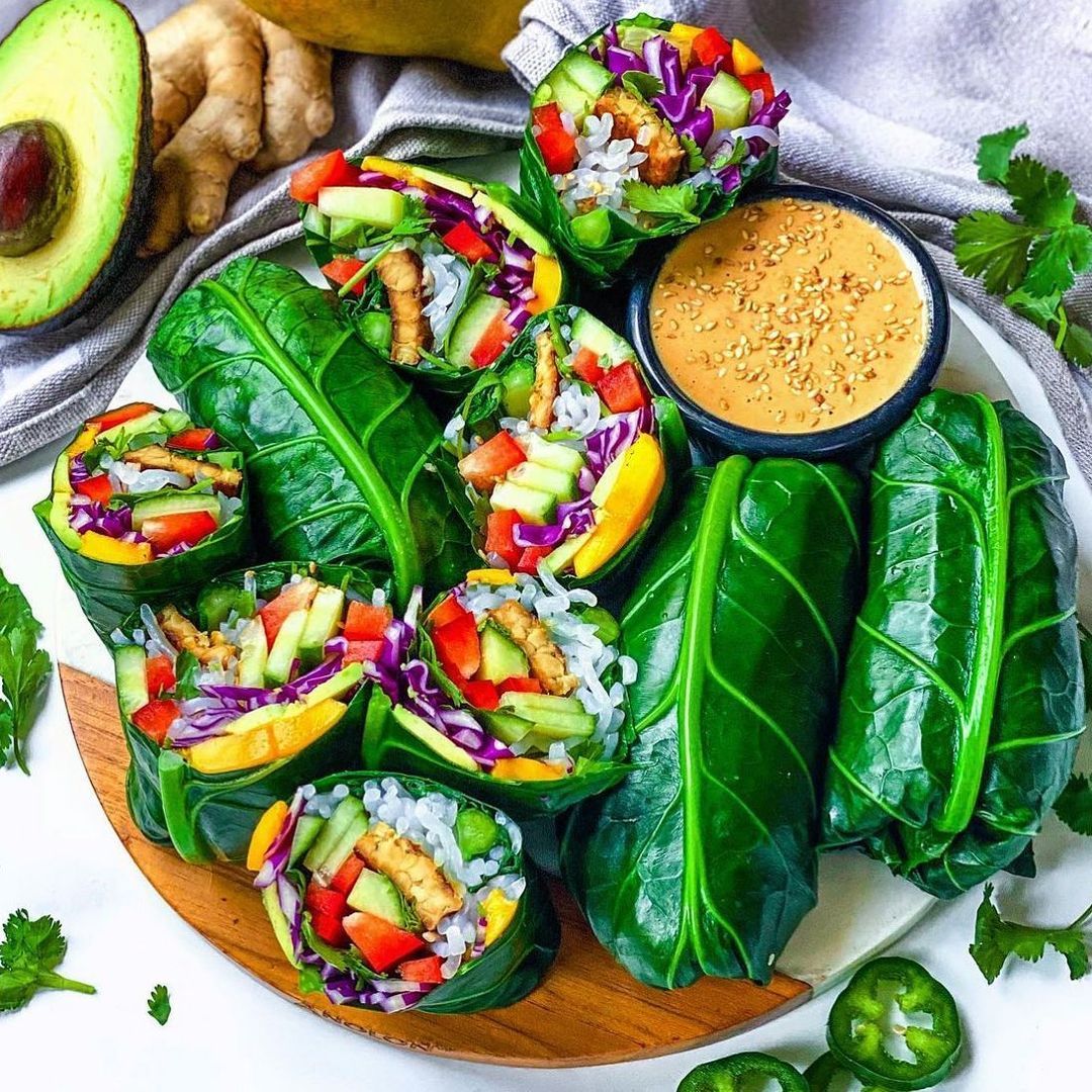 Sesame Ginger Tempeh Rainbow Wraps