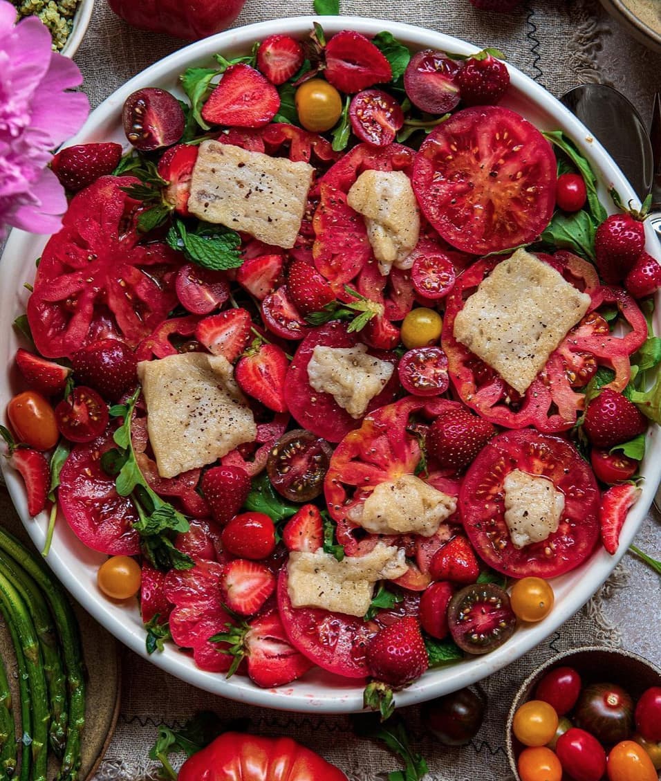 Strawberry Heirloom Tomato Halloumi Salad