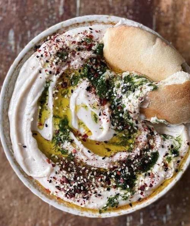 White Bean Dip with Dill Oil and Middle Eastern Seasoning