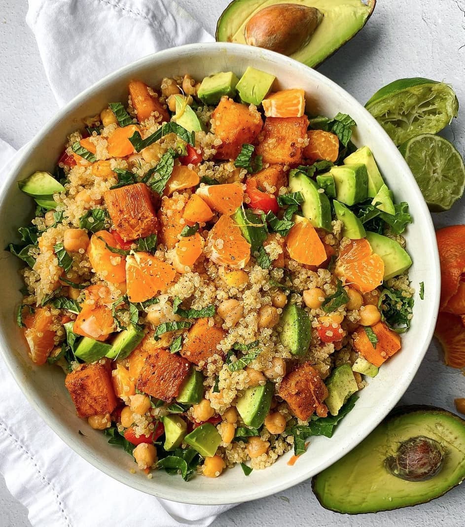 Minted Mandarin Orange Chickpea Quinoa Salad
