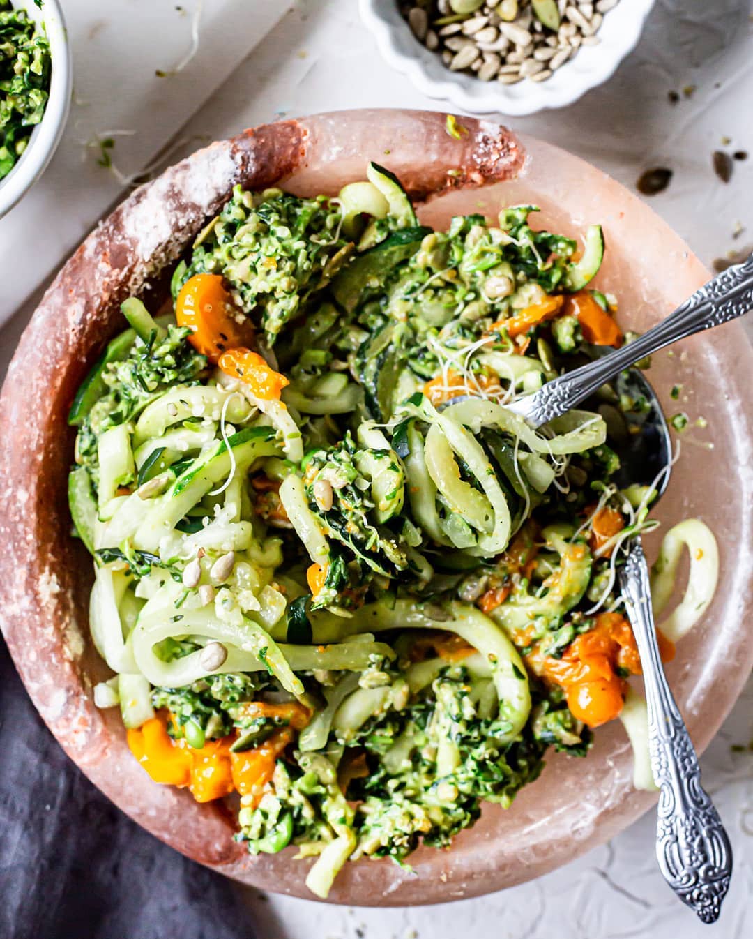 Vegan Seedy Pesto Zucchini Noodles