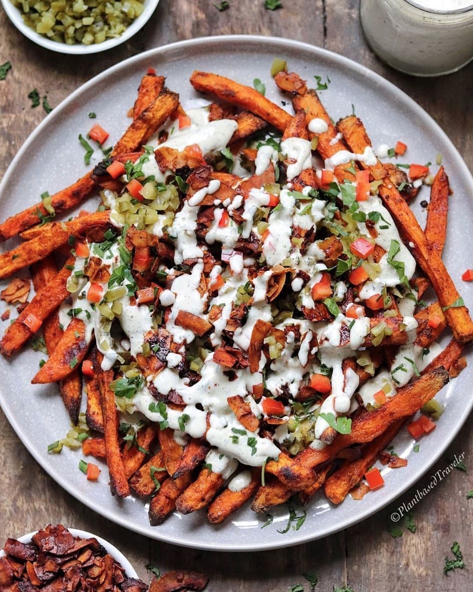 Loaded Buffalo Sweet Potato Fries