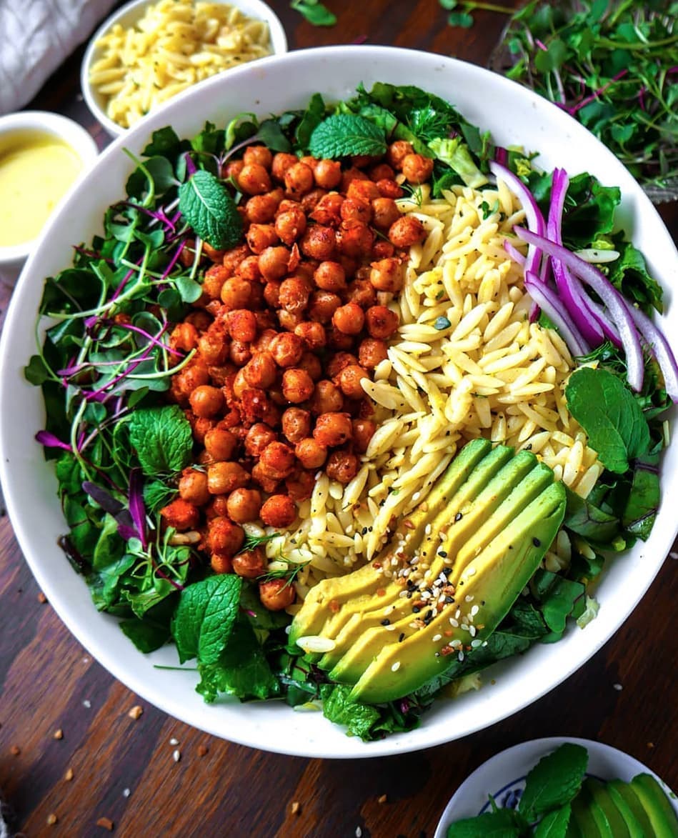 Smoky Chickpeas and Orange Thyme Orzo Bowl