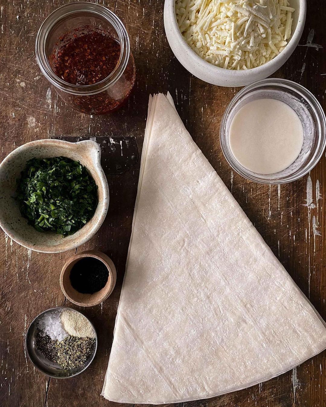 Crispy Vegan Cheese & Herb Rolls with Aleppo Chili Infused Agave Syrup