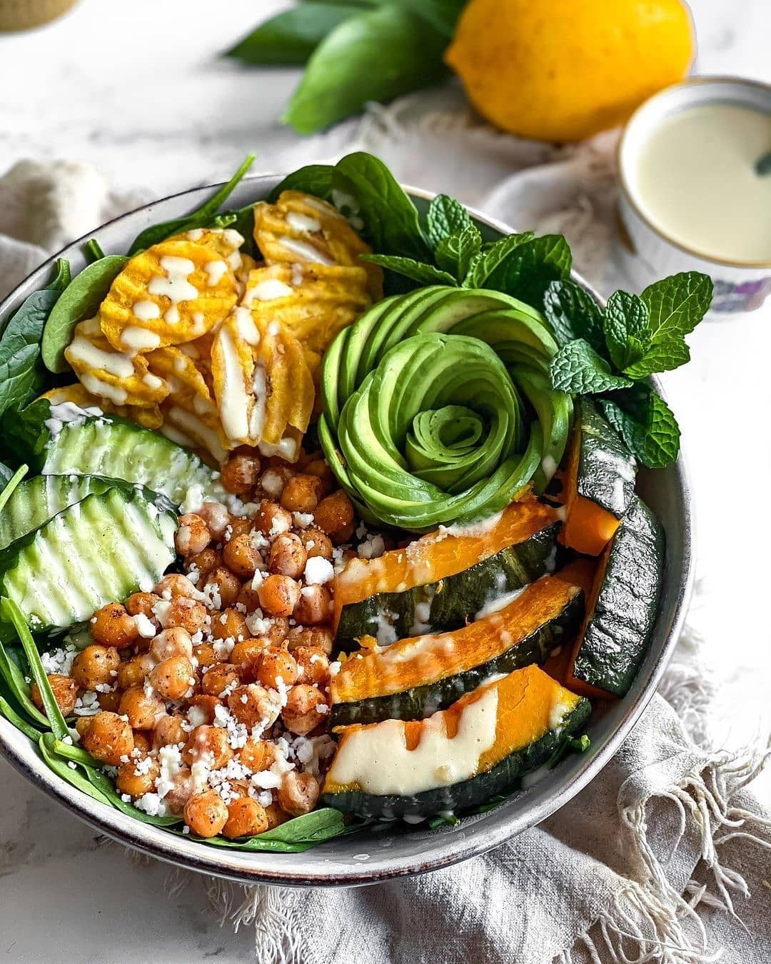 Vegan Nourish Bowl with Roasted Vegetables