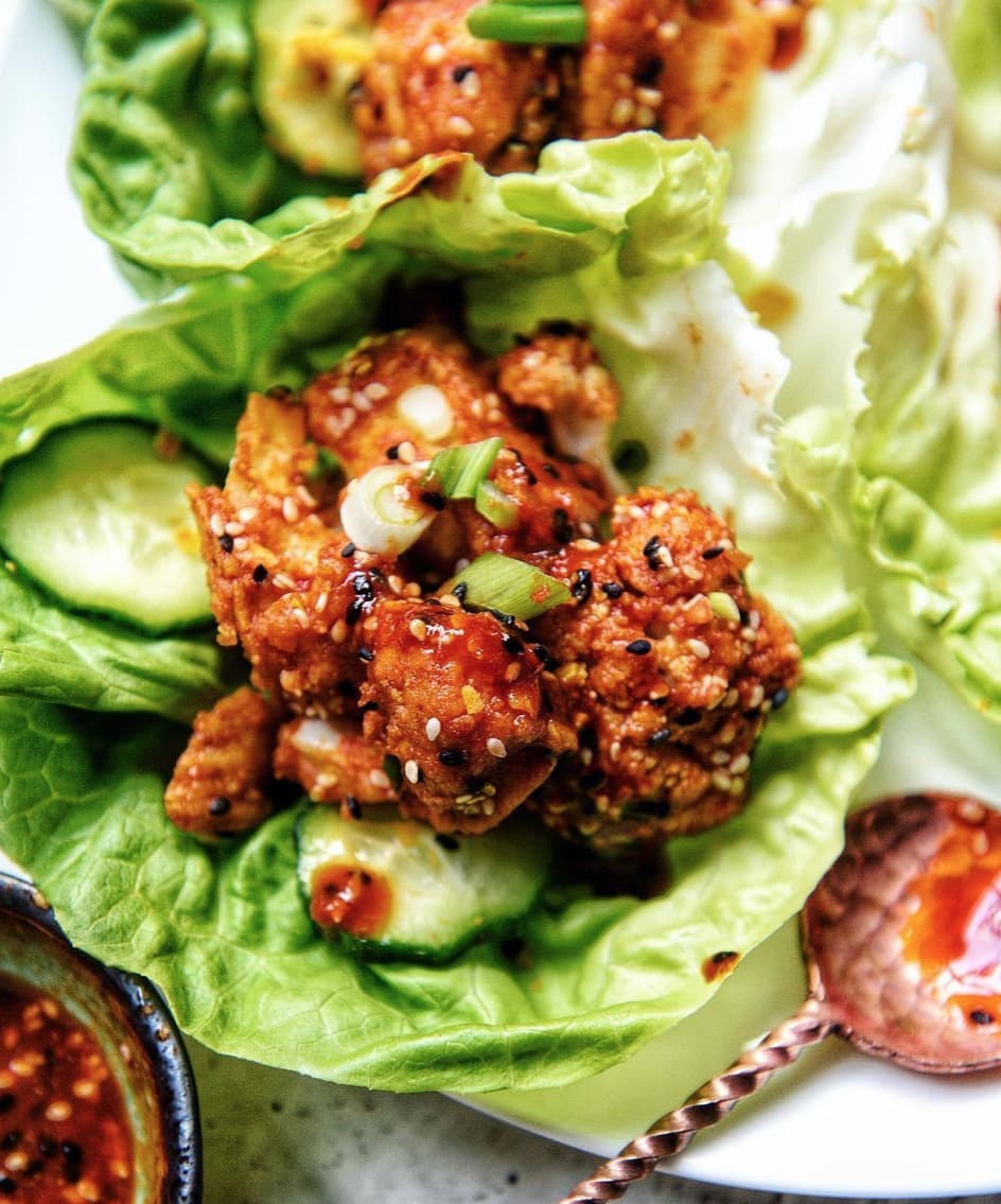 Baked Spicy Gochujang Cauliflower Wraps