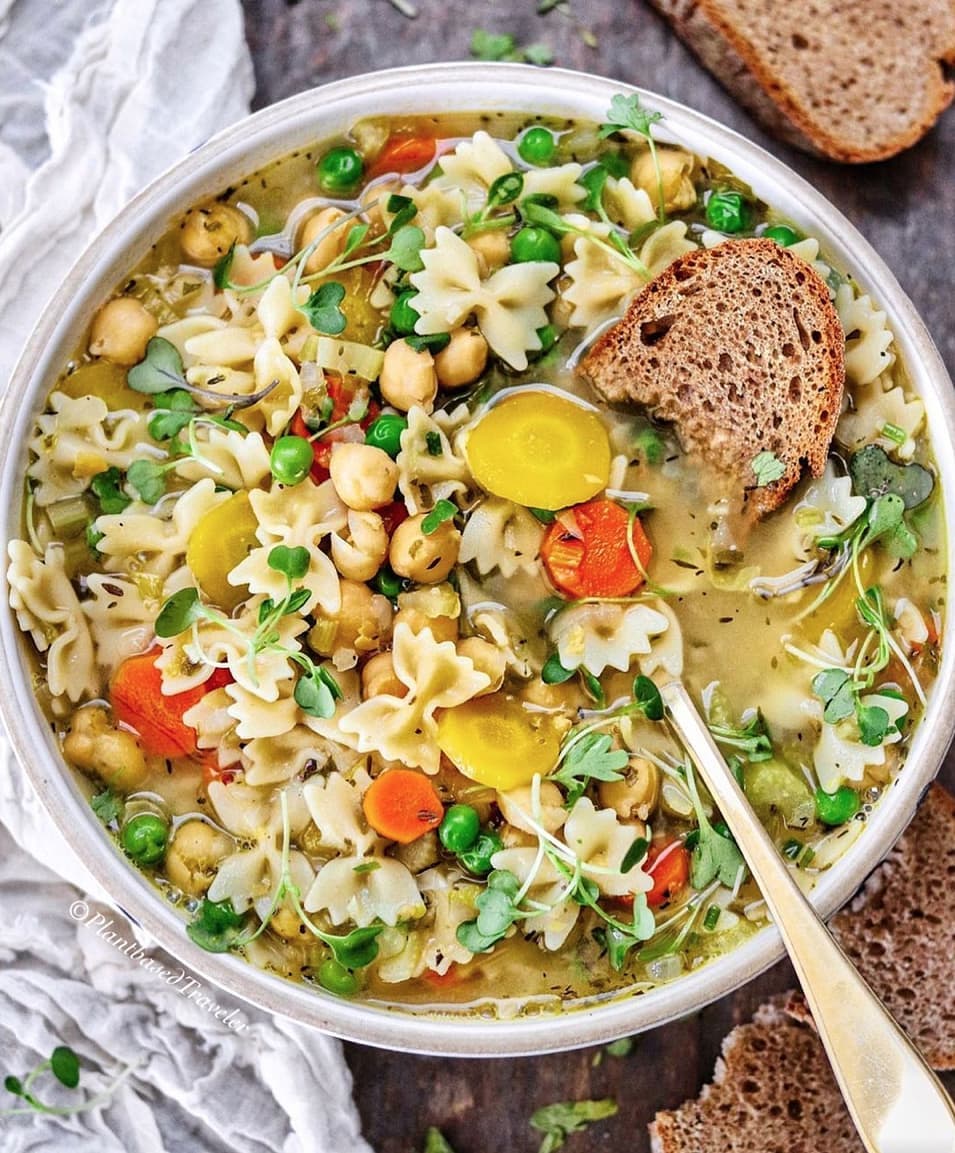 Vibrant and Cozy Chickpea Noodle Soup