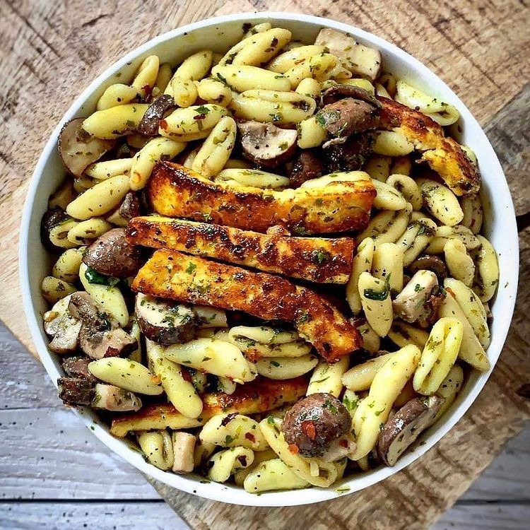 Vegan Cavatelli Pasta with Mushrooms and Tofu