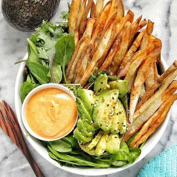 Crispy Oven-Baked Fries with Vegan Nacho Cheese Sauce
