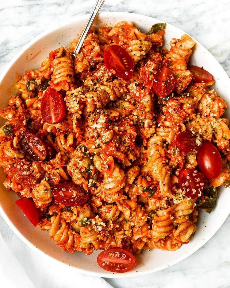 Vegan Tofu Marinara Pasta