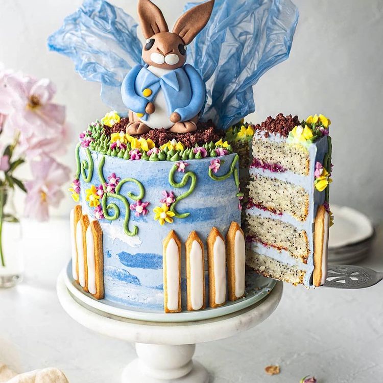 Vegan Lemon Poppy Seed Peter Rabbit Cake