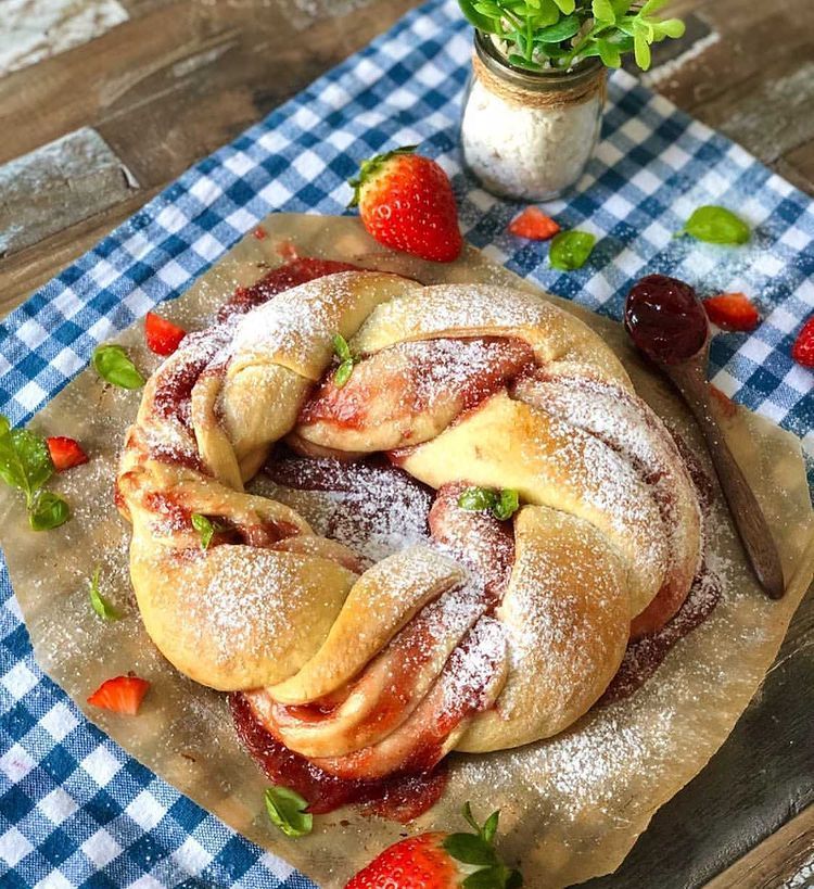 Vegan Strawberry Babka Wreath