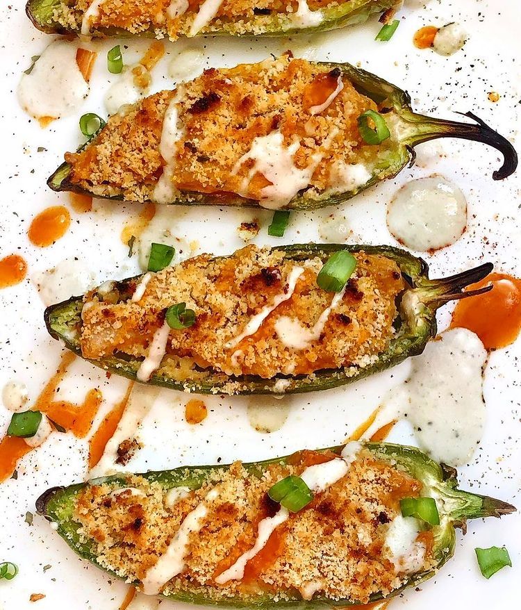 Buffalo Jackfruit Jalapeño Poppers with Cashew Ranch
