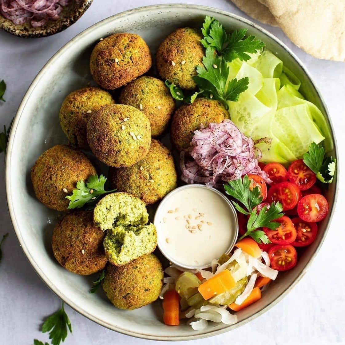 Air Fryer Falafel with Tahini Sauce
