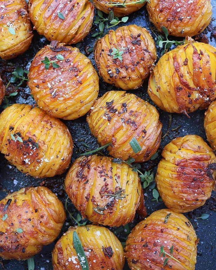 Crispy Skinned Salt and Vinegar Hasselback Potatoes