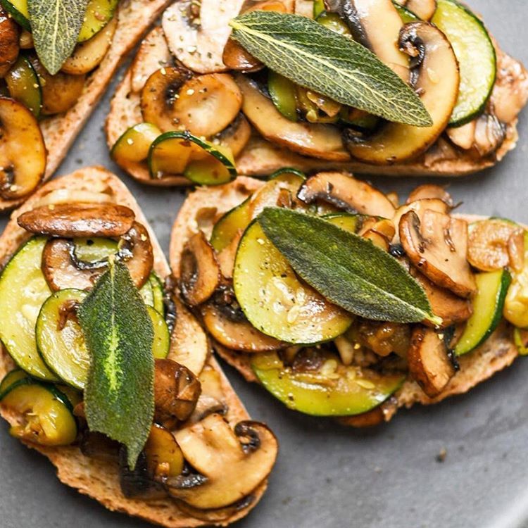 Mushroom Zucchini Toast with Fried Sage
