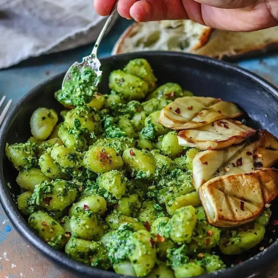 Homemade Basil Pesto with Gnocchi