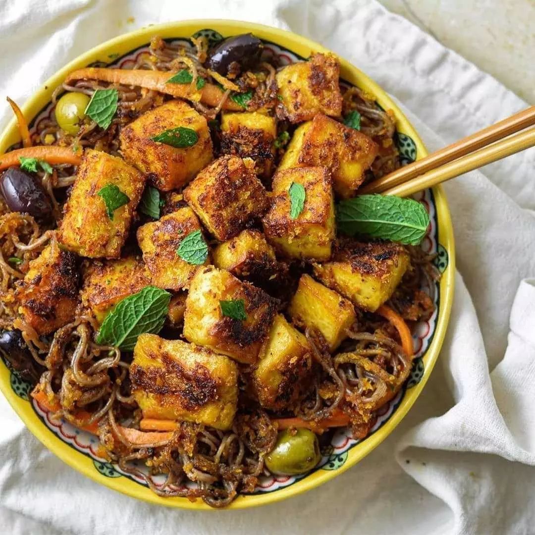 Panko Crusted Mustard Tofu with Ramen