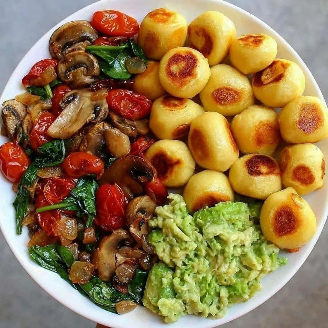 Gnocchi Mushroom and Avocado Bowl