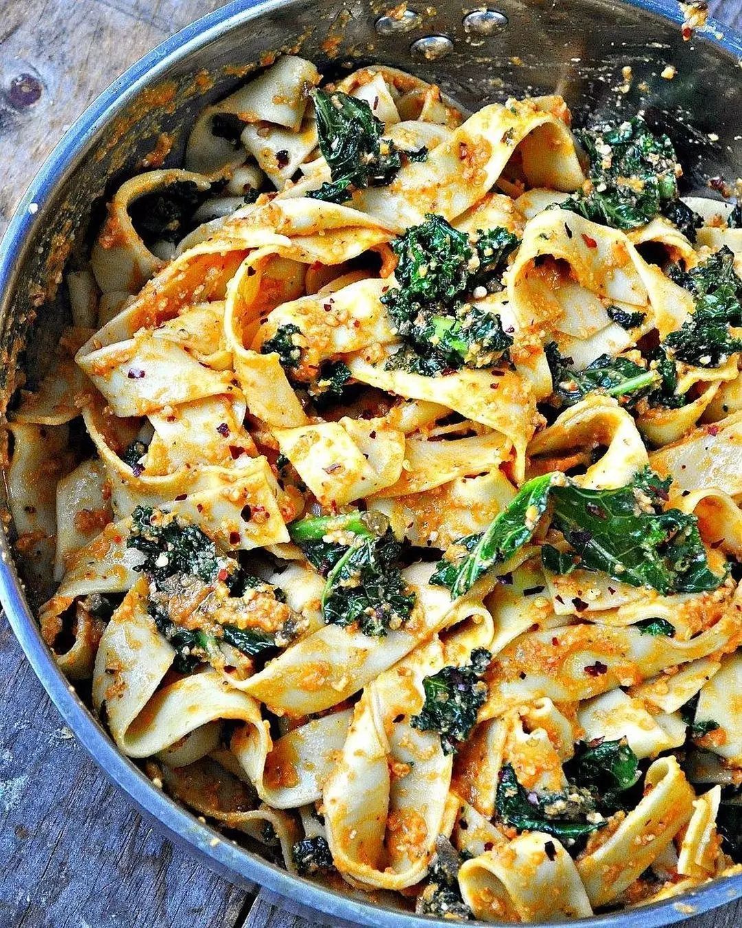 Vegan Spicy Kale and Romesco Pasta