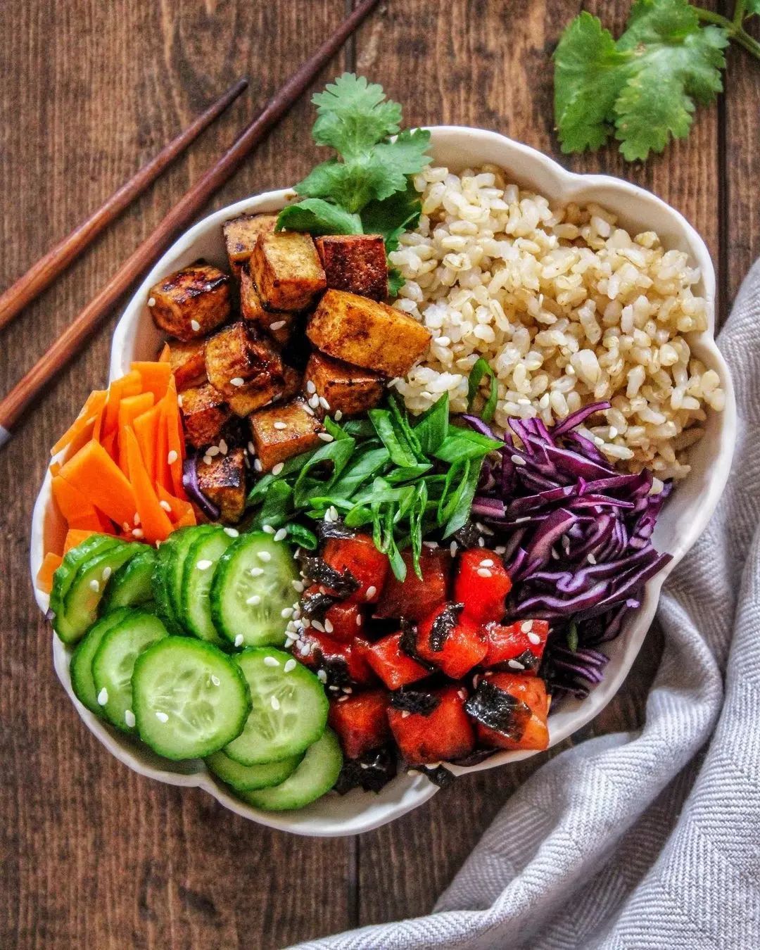 Rainbow Tofu Poke Bowl