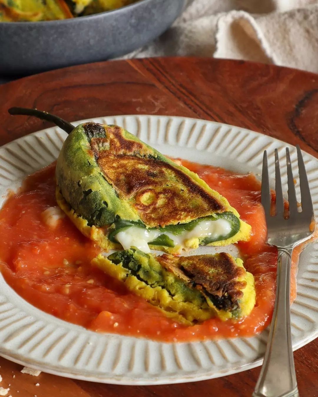 Vegan Chiles Rellenos with Homemade Salsa