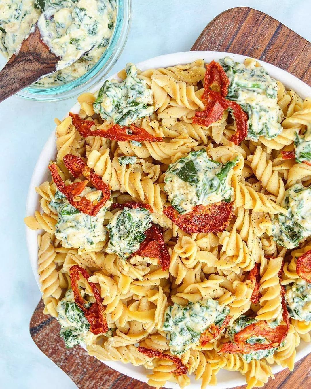 Spinach Almond Ricotta Pasta Bake