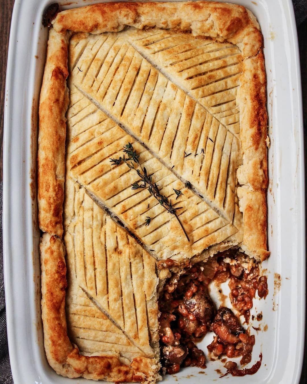 Mushroom Lentil and Potato Pie