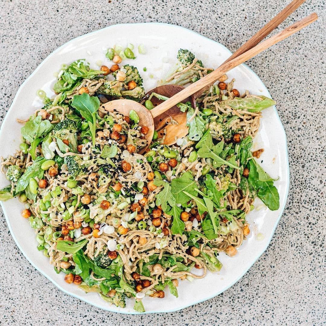 Creamy Edamame Broccoli and Tamari Chickpea Salad