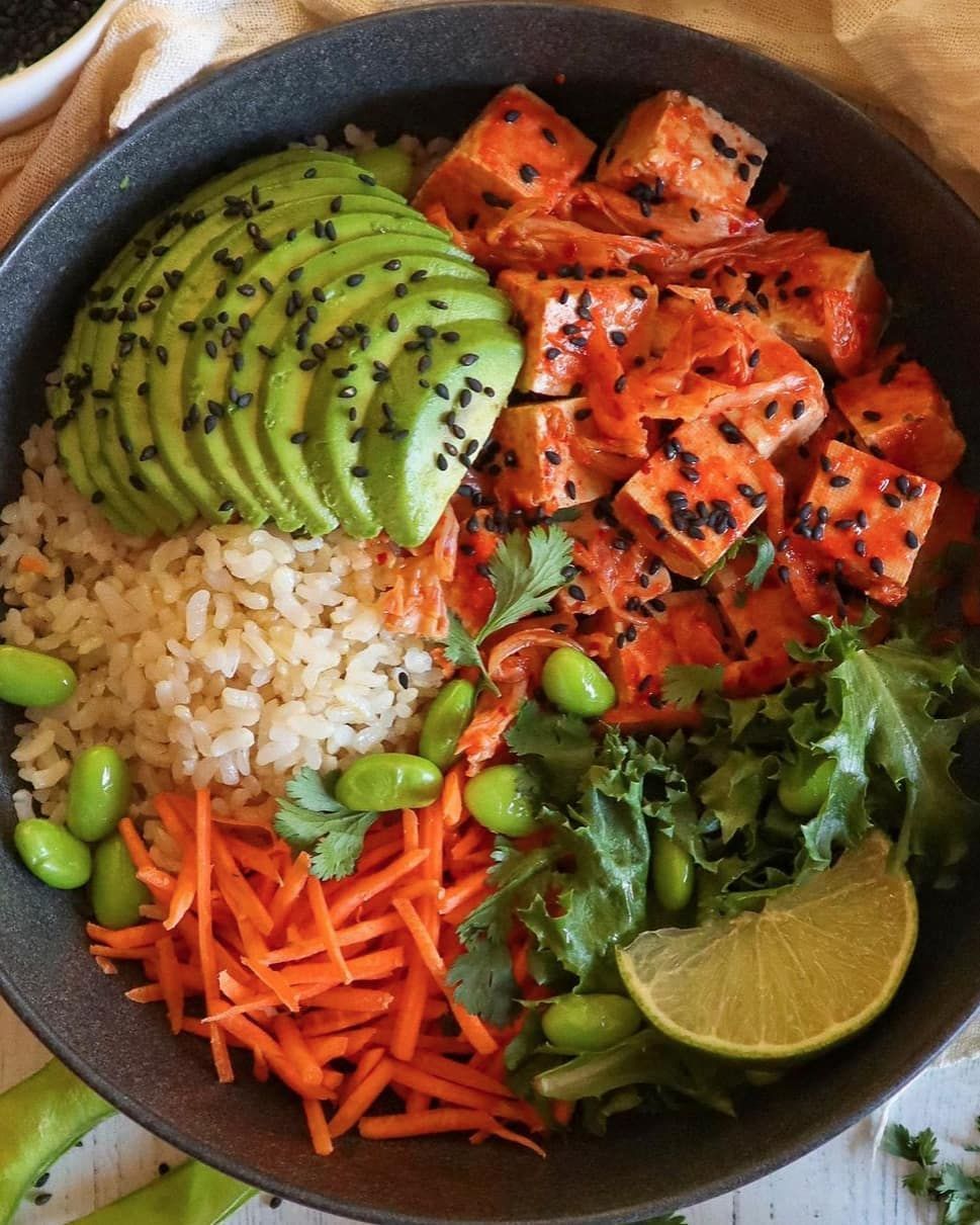 Cold Kimchi Tofu Bowl