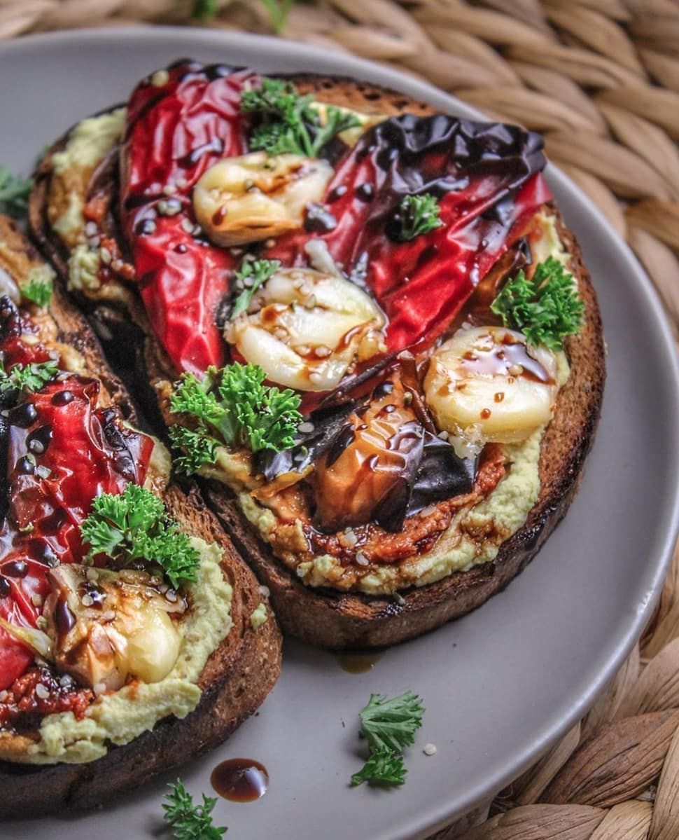 Toasted Sesame and Roasted Red Pepper Toast