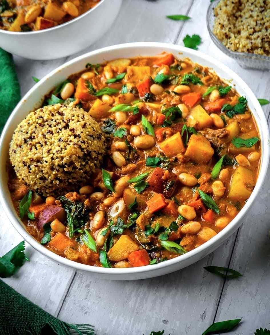 Potato Eggplant White Bean Coconut Curry
