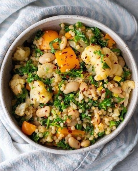 Cannellini Cauliflower Couscous Kale Bowl