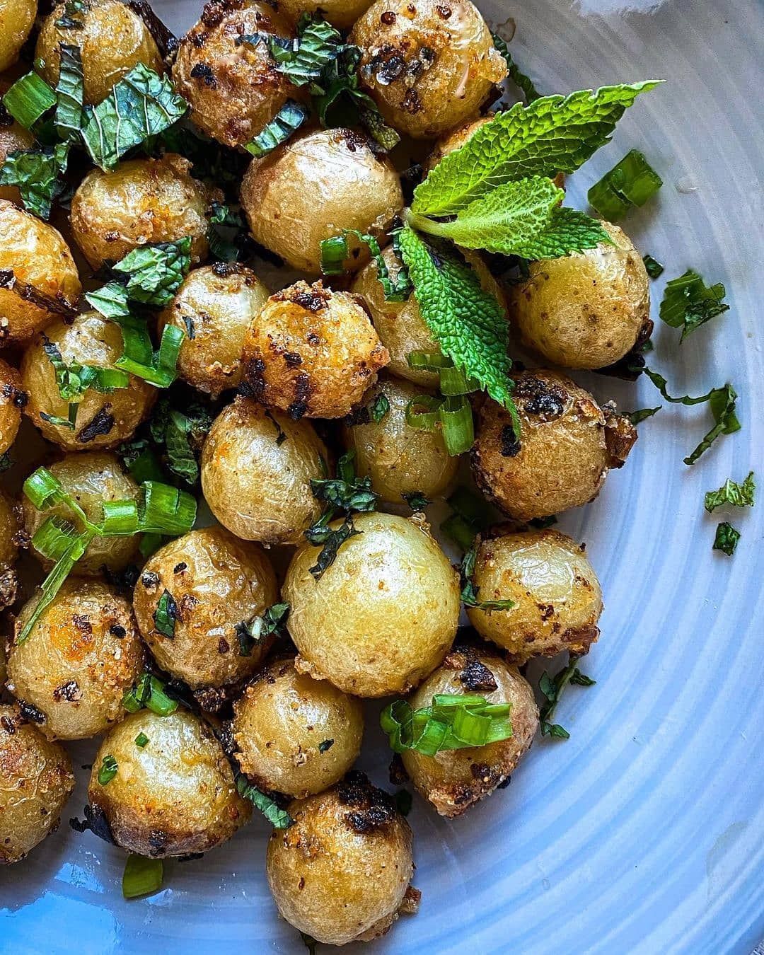 Chili-Garlic Potatoes with Fresh Mint