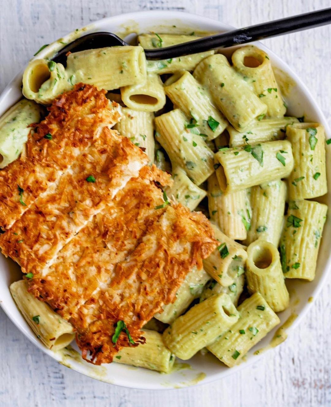 Creamy Pesto Pasta with Coconut Tofu