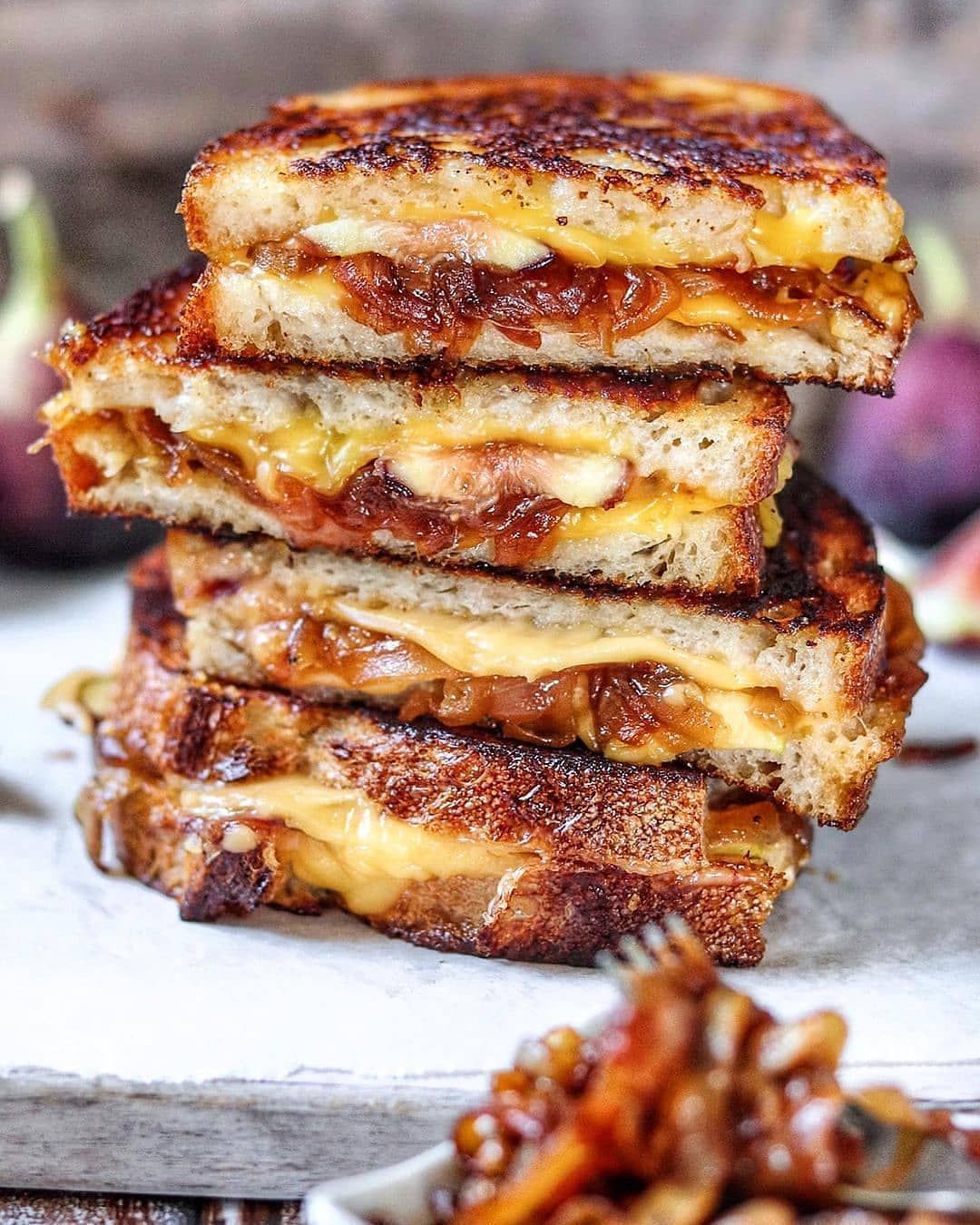 Grilled Cheese with Caramelized Onions and Figs