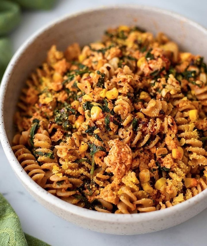 Quick Tofu and Greens Pasta