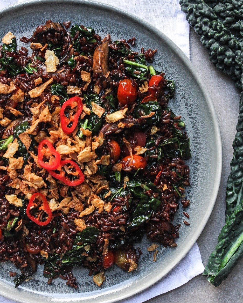 Nutty Red Rice Salad with Tomatoes and Cavolo Nero